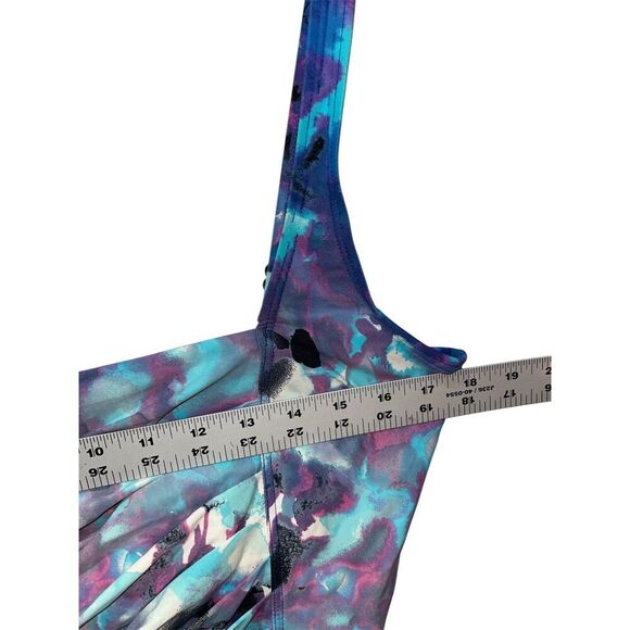 Calvin Klein Women's Printed Pleated Tummy Control One Piece Swimsuit Size 16 - Picture 4 of 7